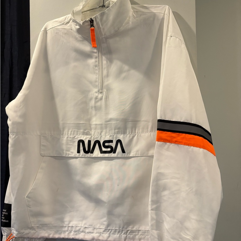 Forever 21 NASA White and Orange Pullover Jacket